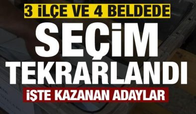 3 ilçe ve 4 beldede seçim tekrarlandı! İşte kazanan adaylar